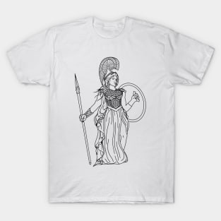 Athena Goddess Black Outline Illustration T-Shirt